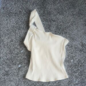 Elegant Cream One-Shoulder Top
